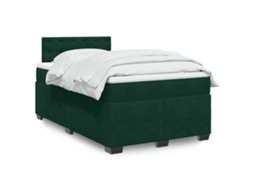 Vidaxl Cama Boxspring Com Colchão 120x190 Cm Veludo Verde-escuro