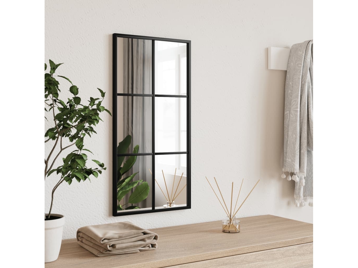 Vidaxl Espelho De Parede Retangular 30x60 Cm Ferro Preto
