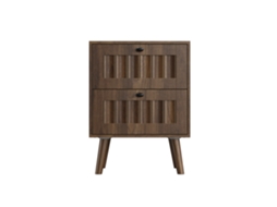 Mesa de Cabeceira Moderna Medieval com 2 Gavetas,pés de Madeira,mesa Lateral para Quarto,cor Nogueira,43,5 X 40 X 57,5 Cm PAPRIKA