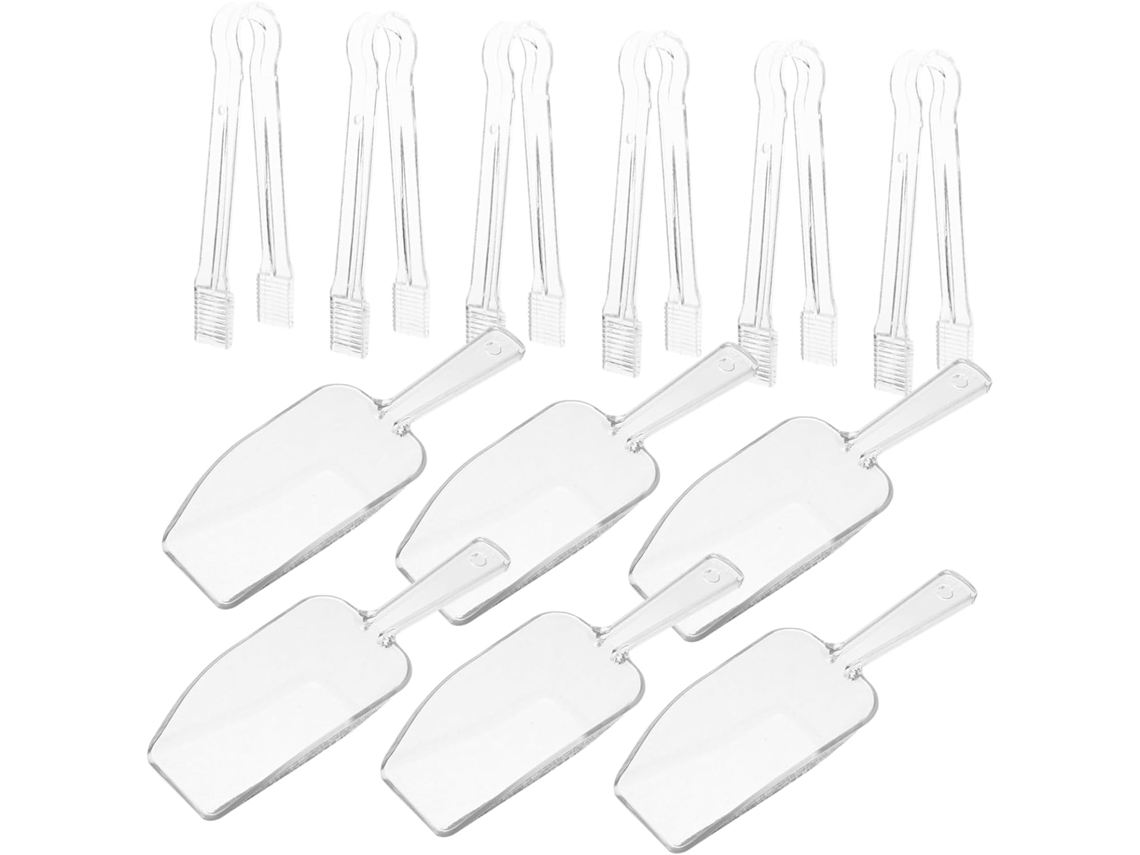 Conjunto De 12 Peças Pá Gelo E Pinça Multiuso Para Bar, Cozinha, Churrasco, Festa, Casamento, Pequeno, Transparente