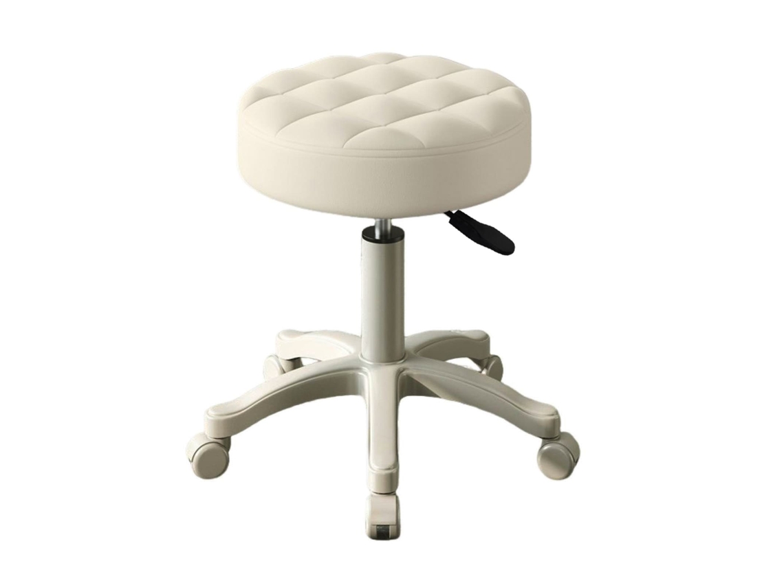 Cadeira Para Toucador, Altura Ajustável 35‑53 Cm, Sem Braços Sem Encosto, Espuma De Alta Densidade Couro Sintético Impermeáve, Branco