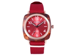 Relógio de quartzo com pulseira de nylon simples de 26 cm, novo modelo com decoração vermelha.