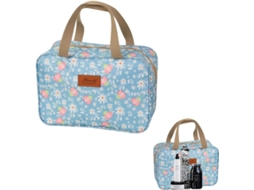 Nécessaire Para Mulher - Bolsa De Maquilhagem Grande Com Alça - Bolsa De Maquilhagem Portátil E Impermeável - (florzinha Azul)