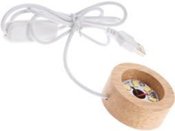 Base De Madeira Seringueira Shineofi Para Luminária Noturna, 5cm De Largura X 2cm Espessura, Luz Led Quente, Suporte