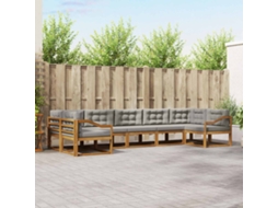 Vidaxl Conjunto De Sofás Para Exterior 7 Unid. Cinza Natural E Claro