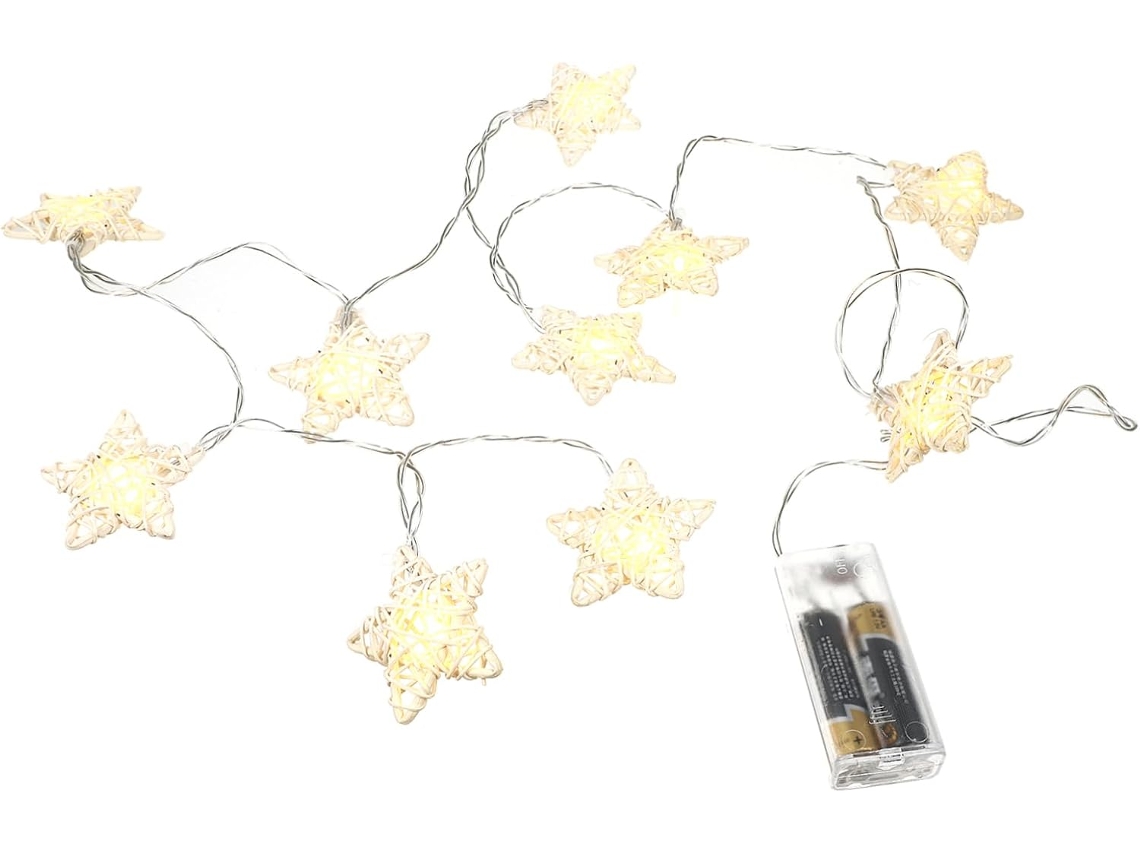 Cordão De Luzes Led De Rattan Para Decoração, Funciona A Bateria E É Ideal Para Casamentos E Natal. Gokoco