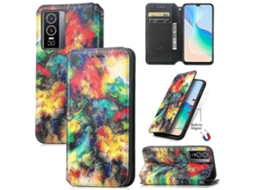 New Case Compatible With Vivo Y76 5g Cover Magnetic Leather Colorful Wallet Case Coque Blocking Card Slot Stand - Yellow Blue Red 26s