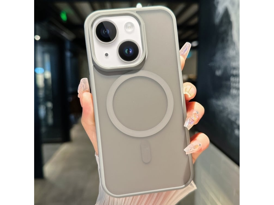 Capa Transparente Híbrida Para Iphone 14 Plus - Tpu E Pc Com Magsafe - Cinza