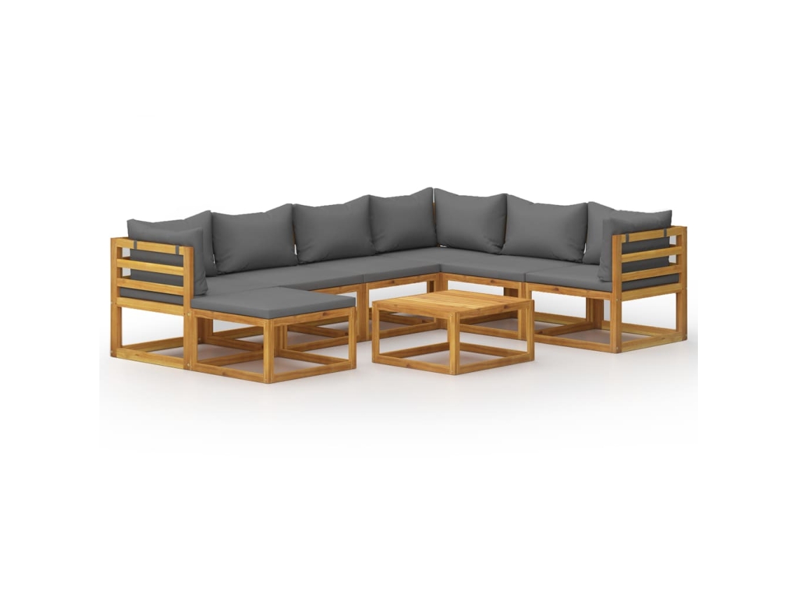 Maison Exclusive - 8 Pcs Conjunto Lounge De Jardim Com Almofadões Acácia Maciça