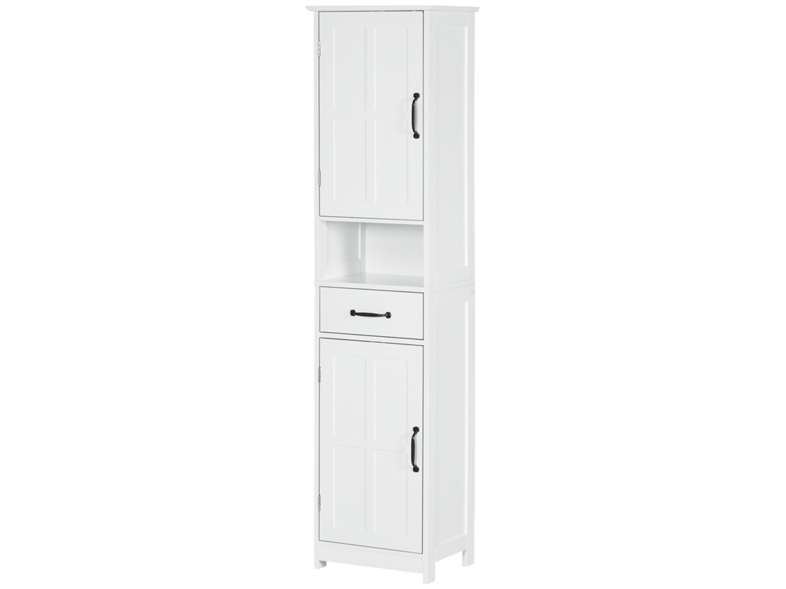 Coluna de Casa de Banho Melamina de Madeira, Mdf Cor Branco 40x30x164 cm Kleankin