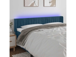 Vidaxl Cabeceira Cama C/ Luzes Led Veludo 203x16x78/88 Cm Azul-escuro