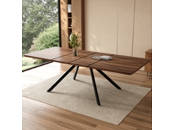 Mesa Jantar Extensível 160/200/240x90cm: 6-10p. Metal Pernas. Madeira Nogueira. Cs