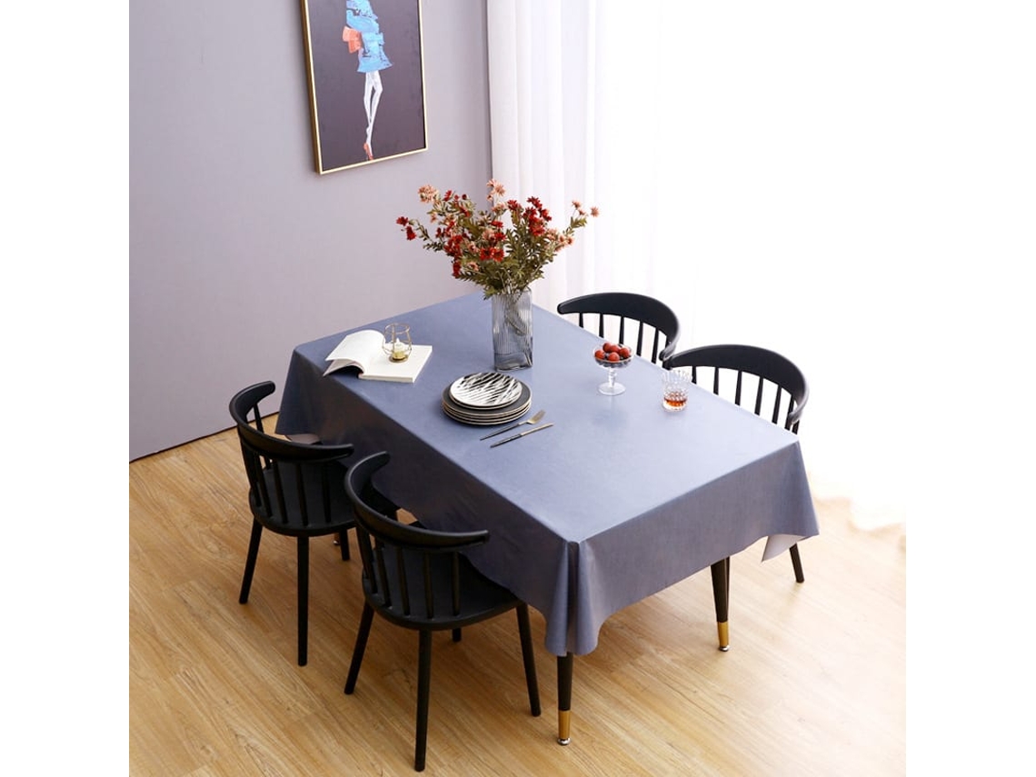 Mantel Retangular De Pvc Resistente À Água E Óleo, 54x108 Polegadas, Azul Bristol, Para Mesa De Jantar, Festa E Camping