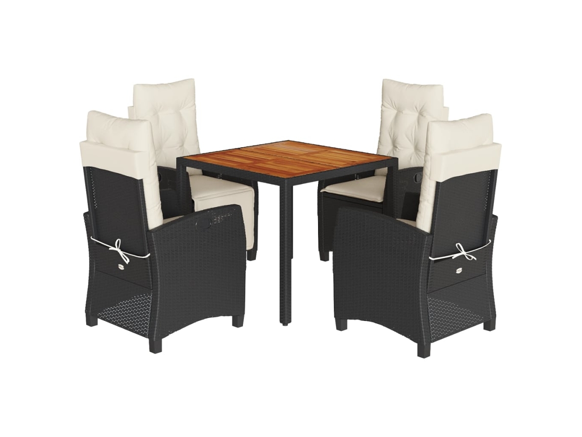 Conjunto de 5 Jantar para Jardim com Almofadões Vime Pe Preto MAISON EXCLUSIVE
