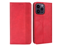 Capa Para Iphone 15 Pro Max Pele Sintética Magnética Vermelho