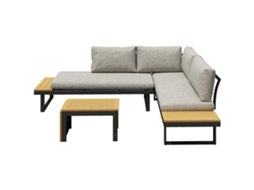 Conjunto de Móveis de Jardim 2 Sofás 2 Lugares, Mesa Centro, Almofadas Grossas Cinza Claro