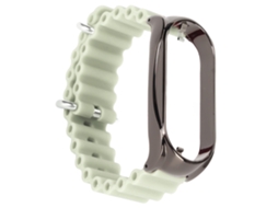 Cinta De Relógio De Silicone Macio Com Bumper De Aço Inoxidável Para Mi Band 7 Verde Claro