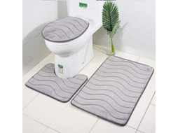 Nova Line tapetes Anti derrapantes para Banheiro, Conjunto 3 Peças com Tapete Contorno e Capa de Banheiro (cinza)