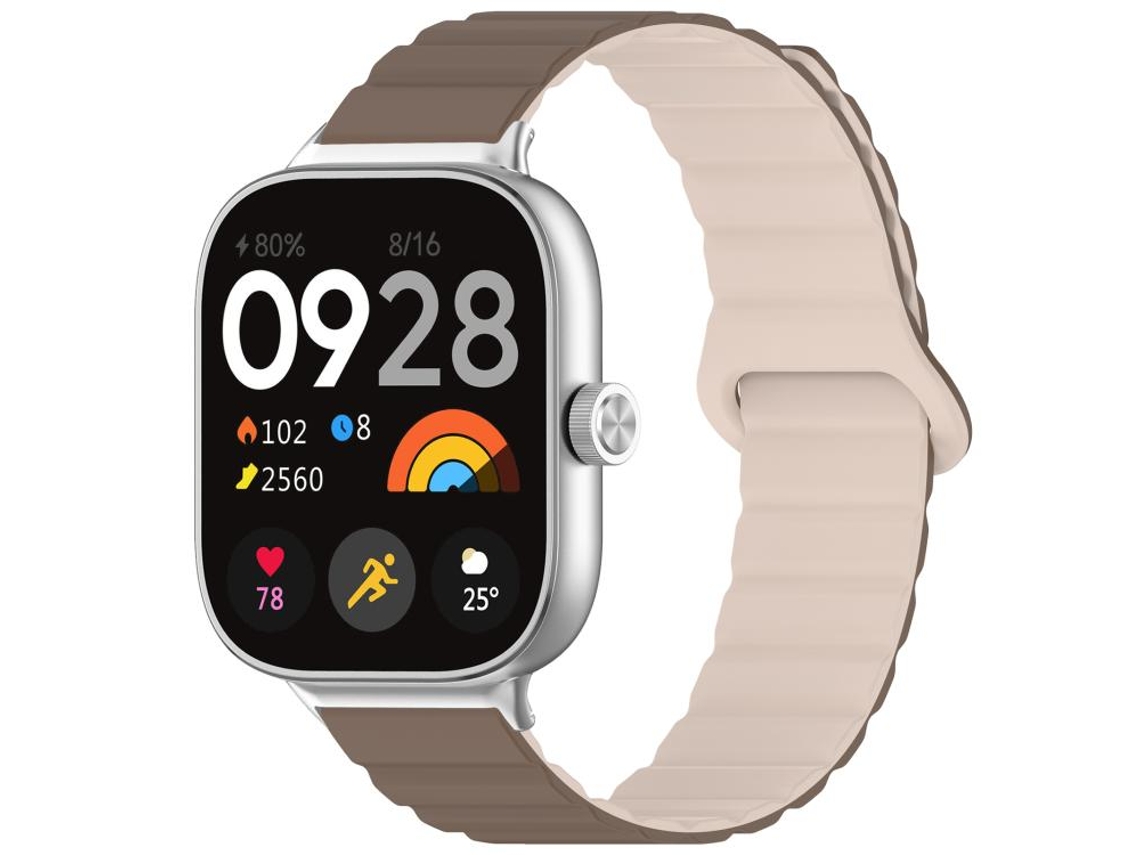 Bracelete para Redmi Watch 6 / 5 / 4 Silicone Magnético Brilhante Marrom Damasco XIAOMOYU