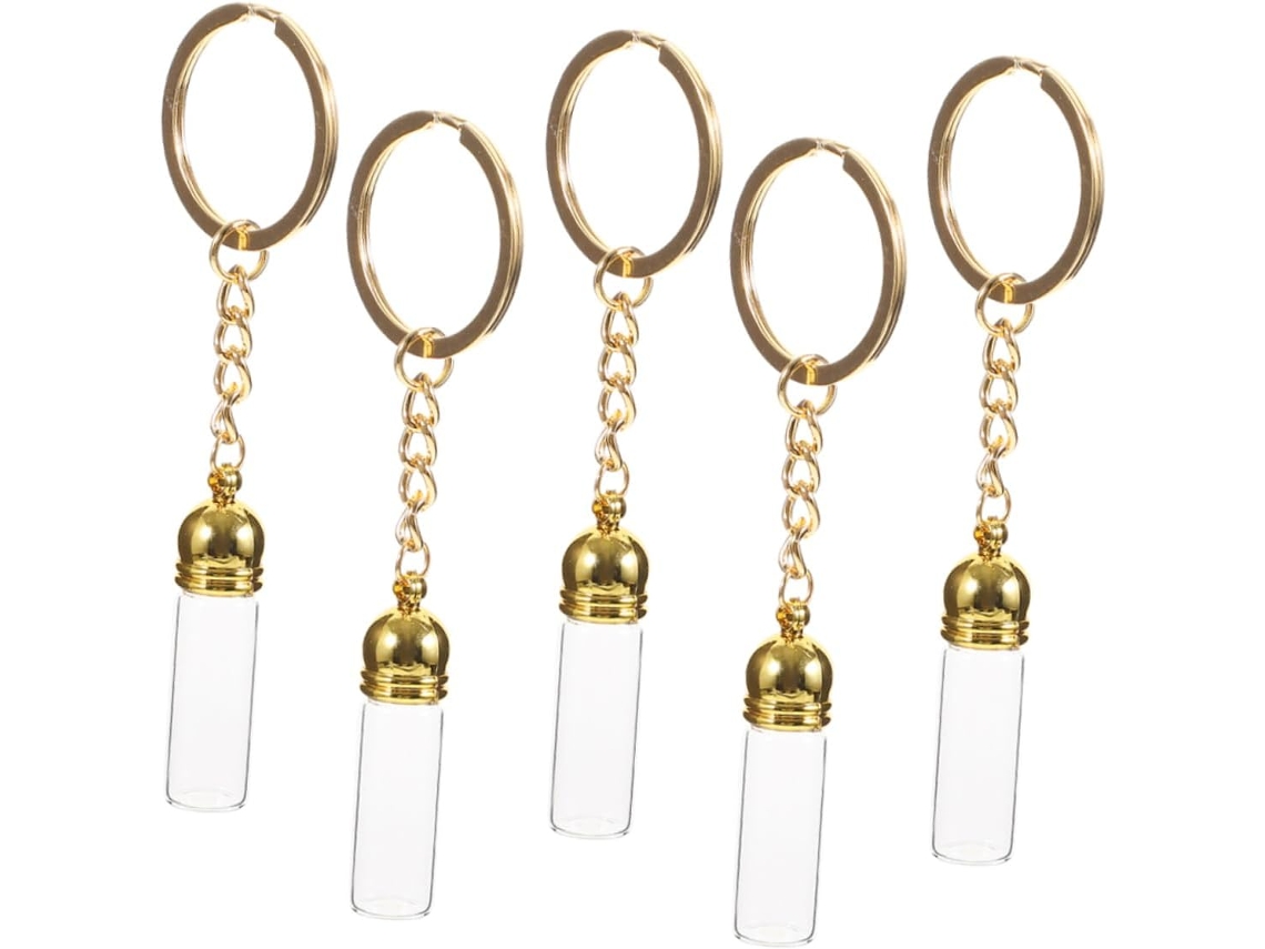 Conjunto De 5 Mini Garrafas De Vidro Com Chaveiro Pingente, Garrafas
