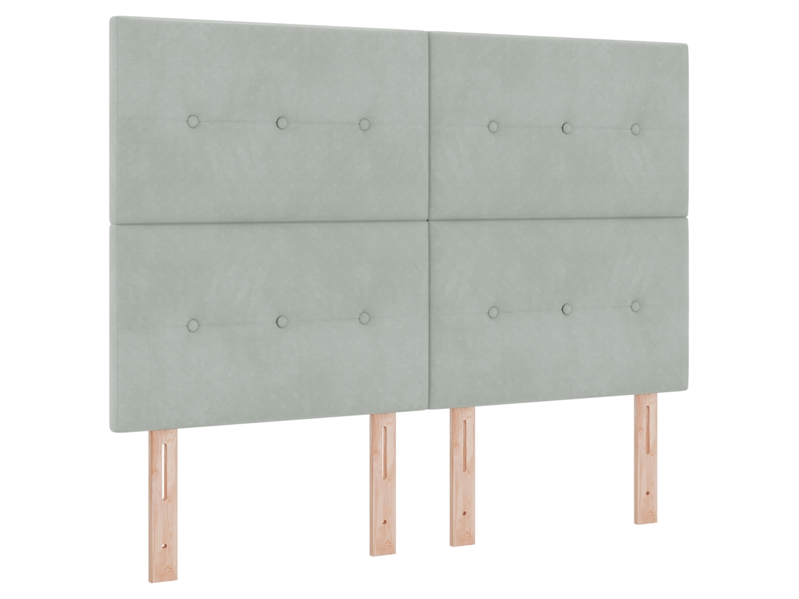 Conjunto 1 Cama Box Vidaxl Cinzento-claro Veludo (200 X 160 Cm)