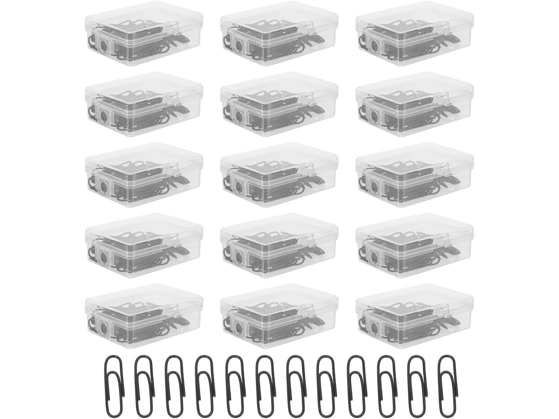 15 Caixas De Clipes Papel Ovais Metal, Pretos, Design Compacto E Bordas Seguras Para Escritório Escola, Ideais Para
