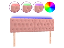 Cabeceira de Cama com Luzes Led Veludo Rosa MAISON EXCLUSIVE (144x7x78 cm)