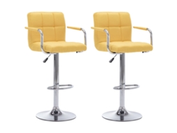 Vidaxl Cadeiras De Bar 2 Pcs Tecido Amarelo