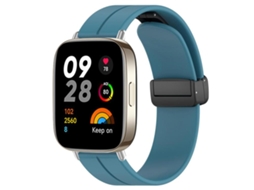 Bracelete Para Redmi Watch 3 - Silicone - Cabeça Chata - Fivela Preta Azul-rocha