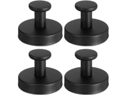 Ganchos De Ventosa Em Aço Inoxidável Preto, Conjunto 4 Peças.