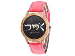 Relógio de Pulso Casual com Pulseira de Jeans Rosa Quartz, Fashion e Confortável