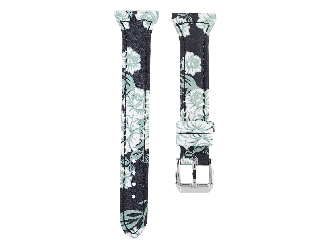 Mali cinto de Relógio de Couro Fino para Fitbit Versa Mulher Substituição Flor Preto Verde