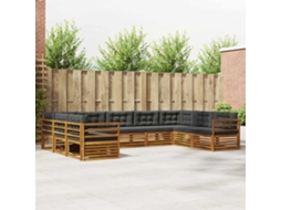 Vidaxl Conjunto De Sofás Para Exterior 9 Unid. Natural E Antracite