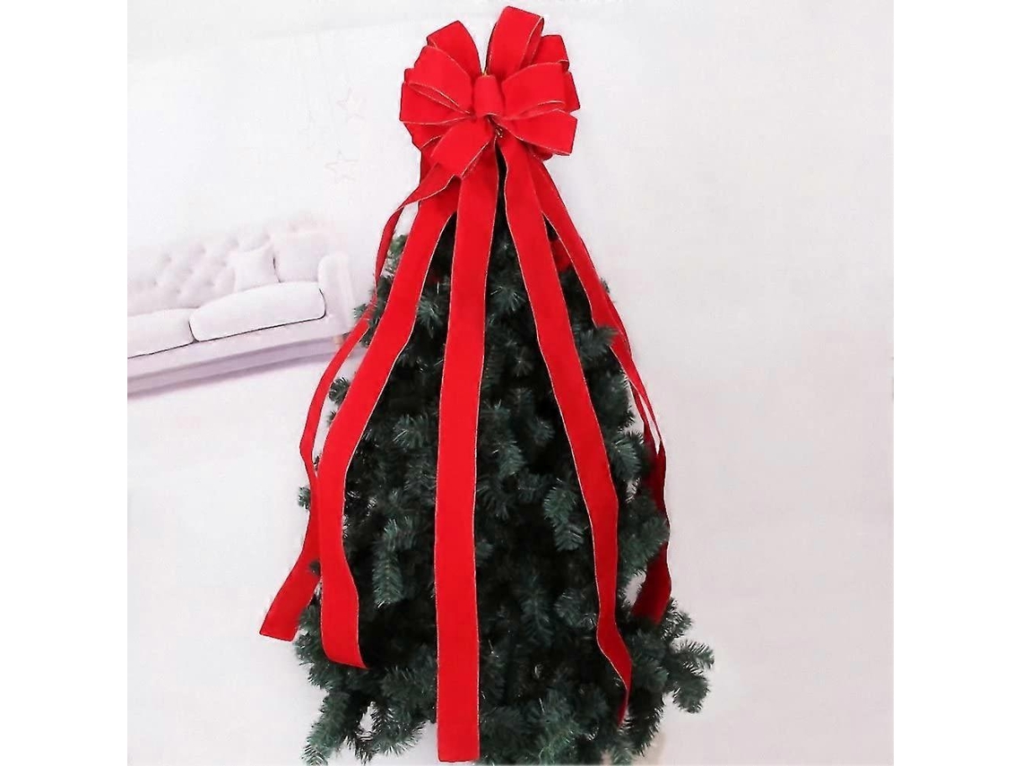 Enfeite De Árvore De Natal Com Laço Decorativo, Estilo Rústico, Vermelho, 120 X 30 Cm Olysi Shop