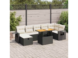 Vidaxl 5 Pcs Conjunto Sofás De Jardim Com Almofadões Acácia E Vime Pe