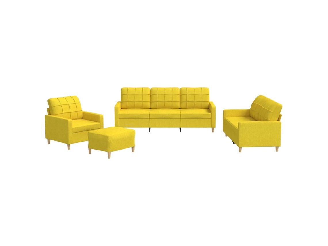 Conjunto de Sofás com Almofadões Tecido Amarelo claro MAISON EXCLUSIVE