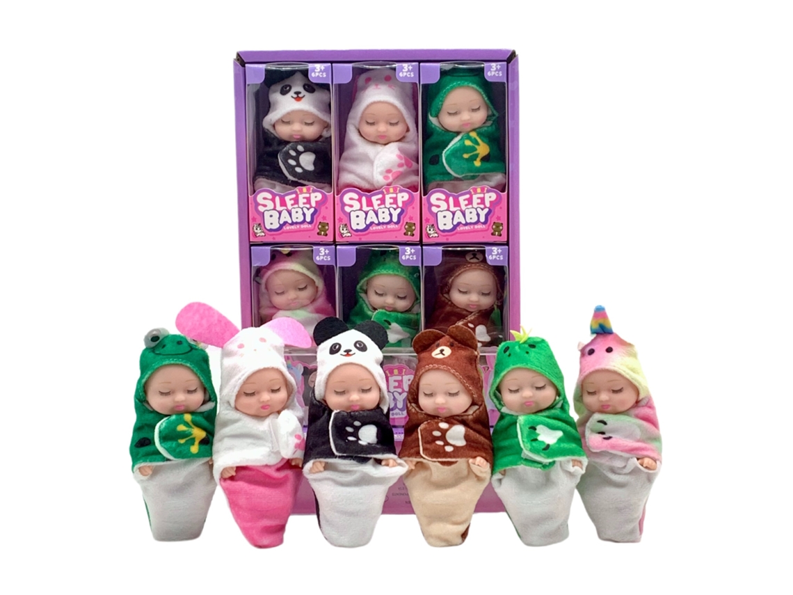 Conjunto De 6 Bonecas Miniaturas Adormecidas De 10 Cm(4 Polegadas) Em Caixa Presente