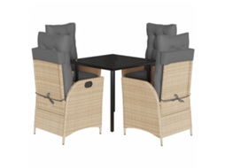 Conjunto de 5 Jantar para Jardim com Almofadões Vime Pe Bege MAISON EXCLUSIVE