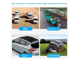 Carregador portátil de painel solar de alumínio monocristalino para carro, barco, motorhome e motocicleta | S/MARCA