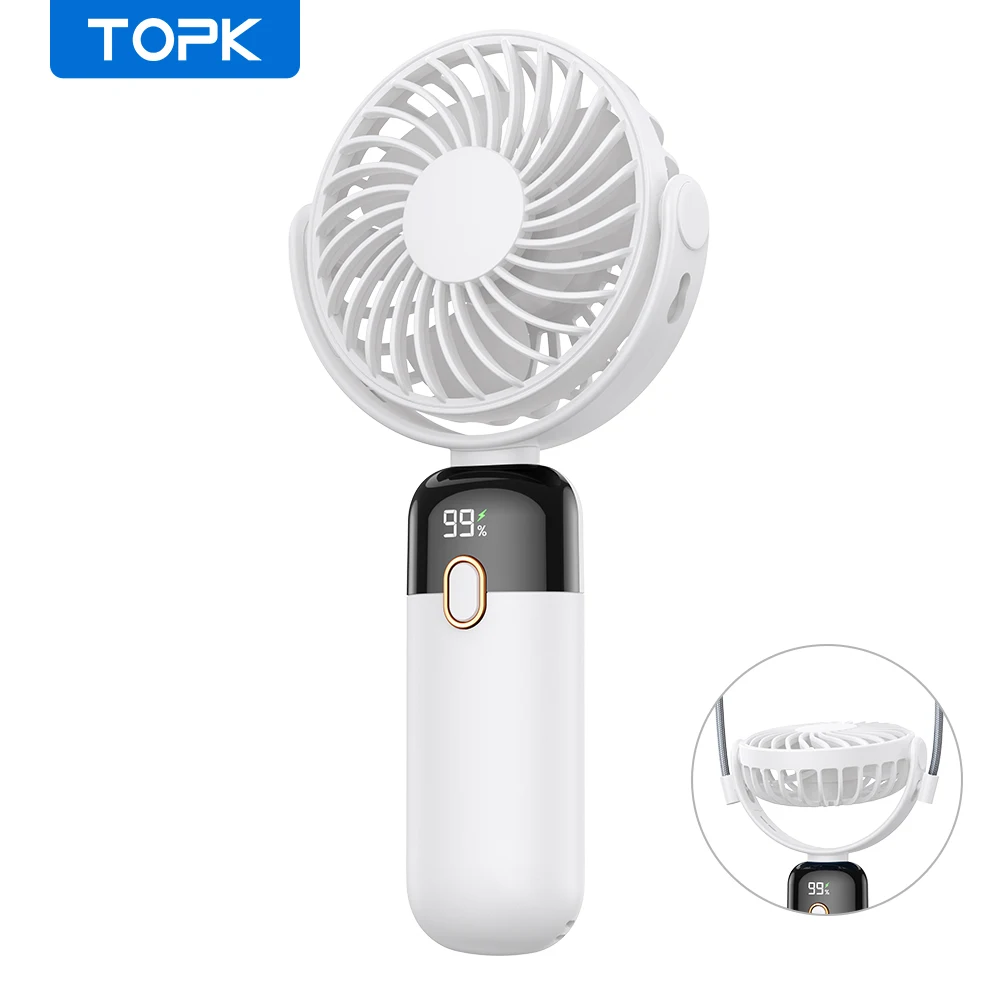 (branco 5000mah) Mini Ventilador Portátil De Mão, Recarregável Via Usb