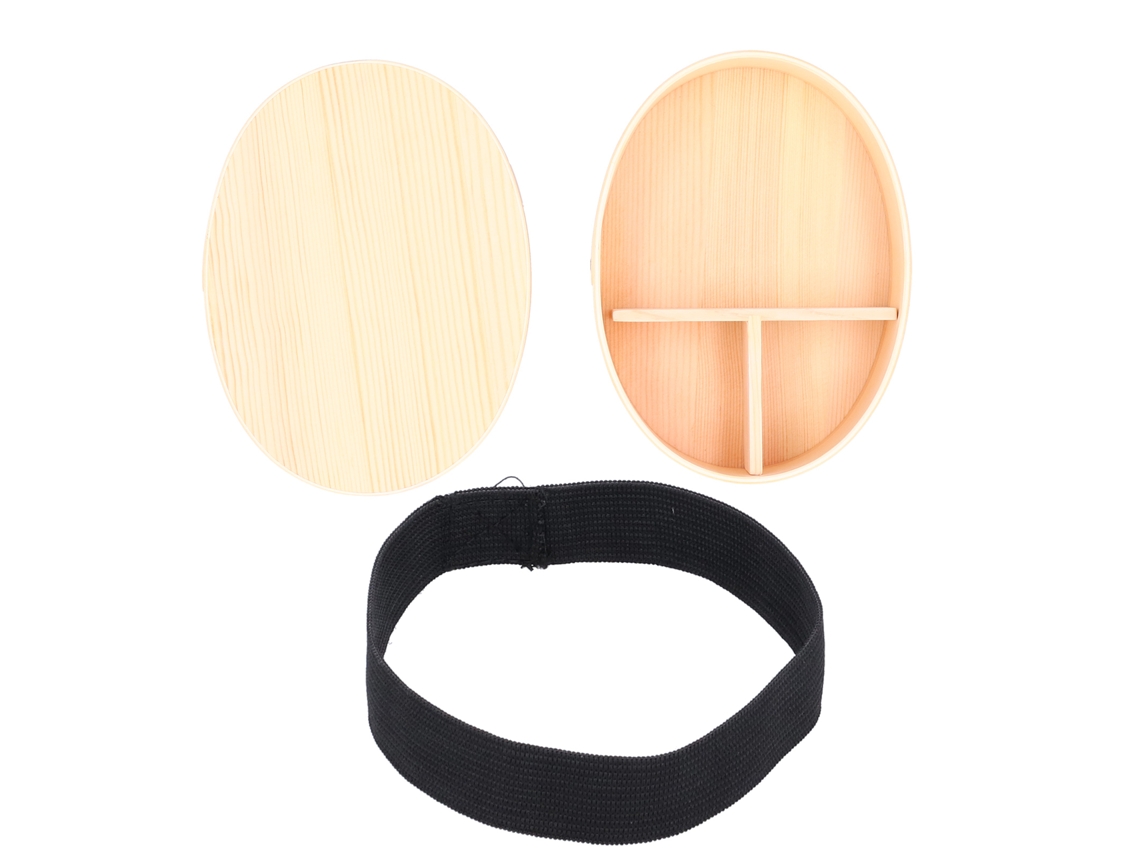 Caixa de Bento de Madeira Oval para Sushi e Almoço | S/MARCA