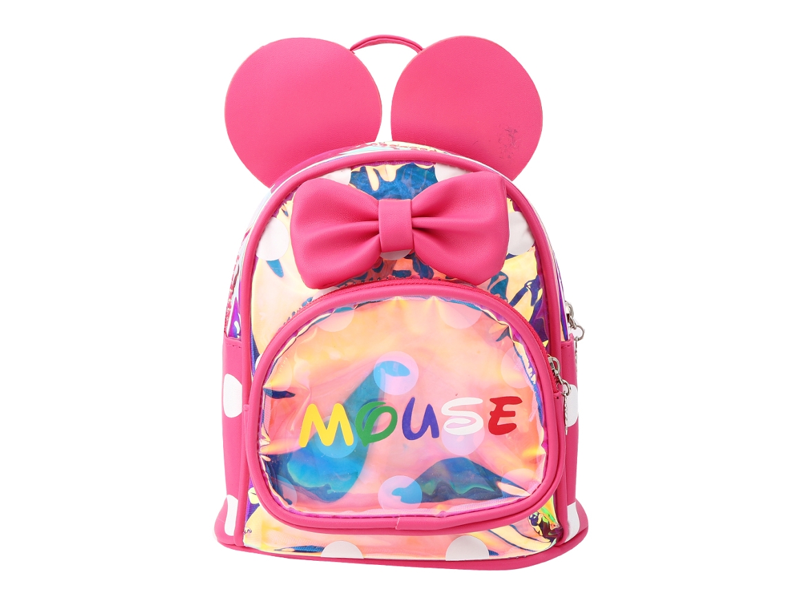 Mali mochila Escolar Infantil com Orelhas de Desenho Animado Cute para Crianças do Ensino Fundamental Rosa Choque