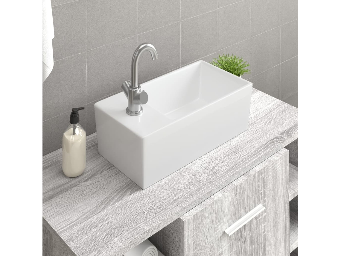 Vidaxl Lavatório 48x25x15 Cm Cerâmica Branco