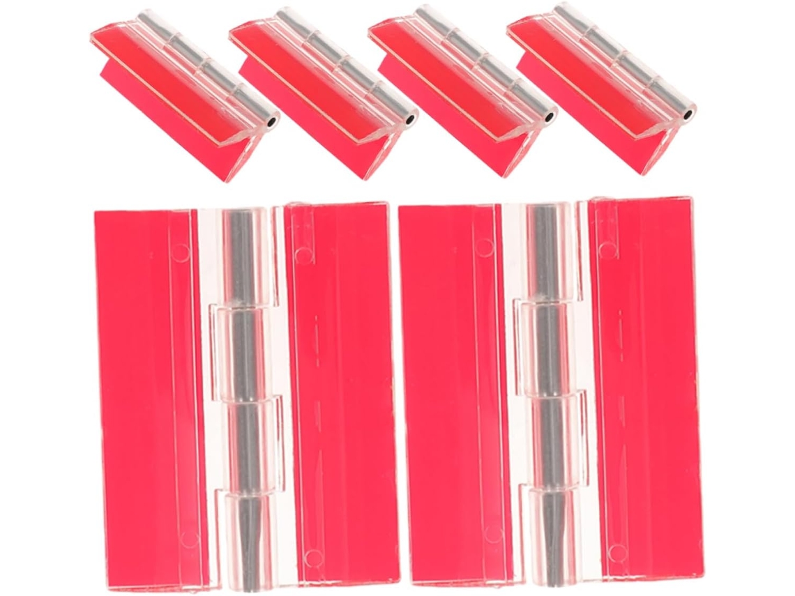Conjunto De 6 Dobradiças Adesivas Transparentes Em Acrílico Para
