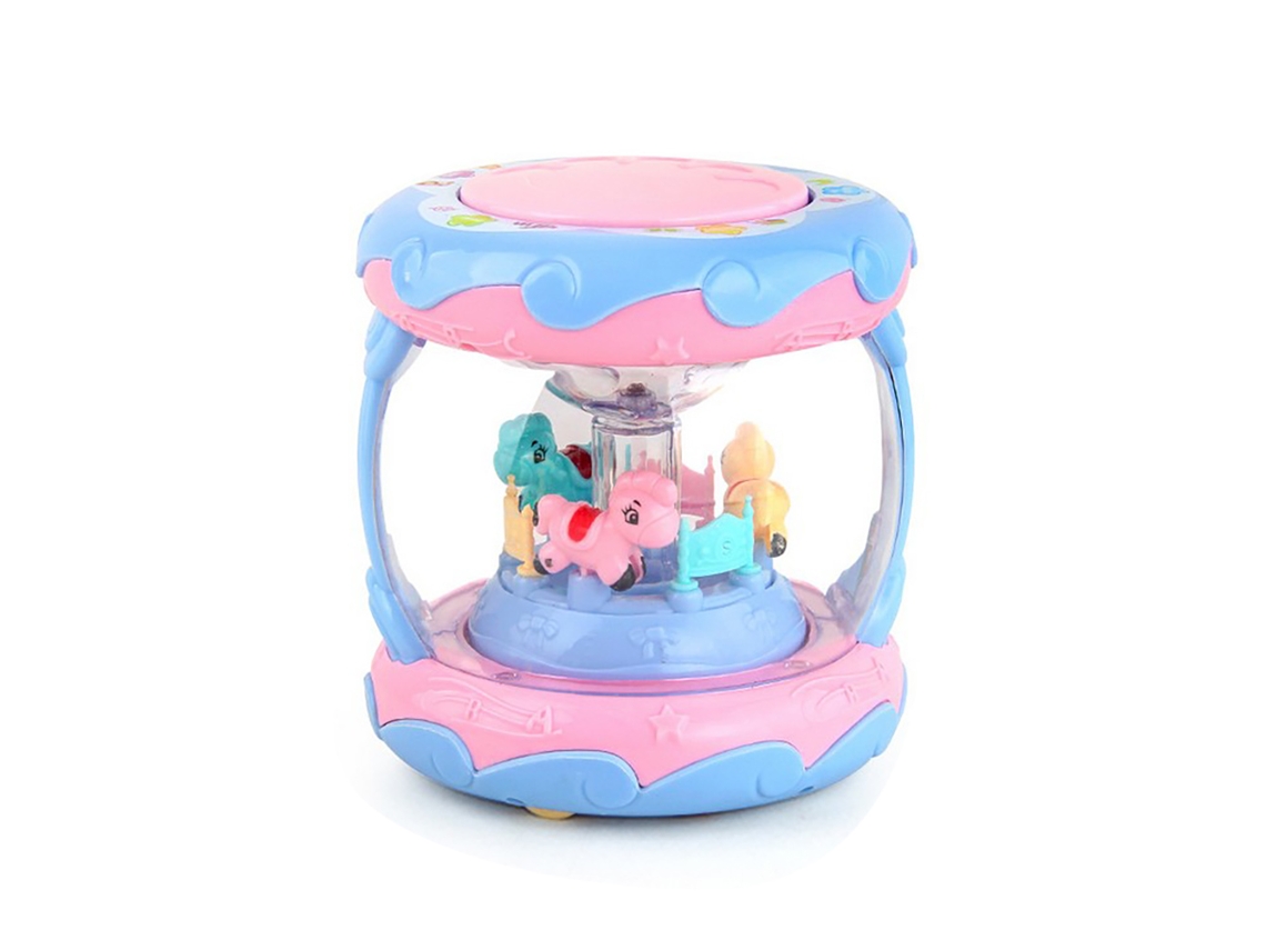 Mali brinquedo de Tambor Musical com Luz Carrossel Educativo para Bebês 3 Anos +