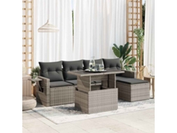 Vidaxl 6 Pcs Conjunto Sofás De Jardim Com Almofadões Vime Cinzento