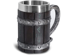 Caneca de Cerveja com Runas Vikings Nórdicas, Grande de Carvalho, Resina 3d, 550 Ml AQUAFORGE
