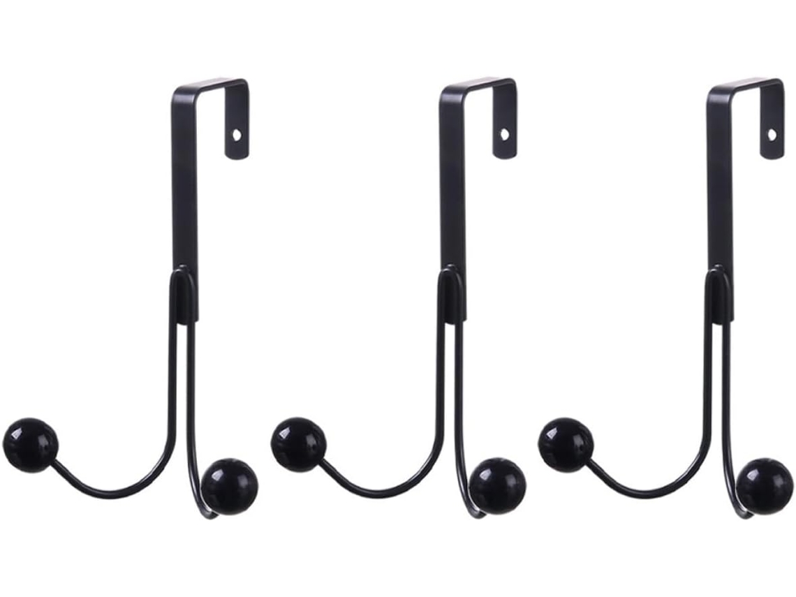 Conjunto De 3 Ganchos De Ferro Preto, Porta, Para Porta