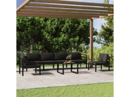 Vidaxl 7 Pcs Conjunto Lounge Jardim Com Almofadões Alumínio Antracite