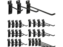 Pack de 24 Ganchos de Parede Resistentes para Garagem, Armazenamento, Loja, Varejo, Pretos Zeuxo